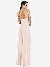 Rear View Thumbnail - Blush Adjustable Strap Wrap Bodice Maxi Dress with Front Slit 