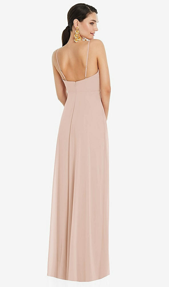 Back View - Cameo Adjustable Strap Wrap Bodice Maxi Dress with Front Slit 