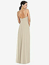 Rear View Thumbnail - Champagne Adjustable Strap Wrap Bodice Maxi Dress with Front Slit 
