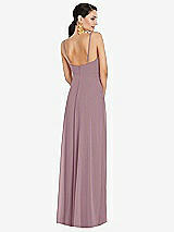 Rear View Thumbnail - Dusty Rose Adjustable Strap Wrap Bodice Maxi Dress with Front Slit 