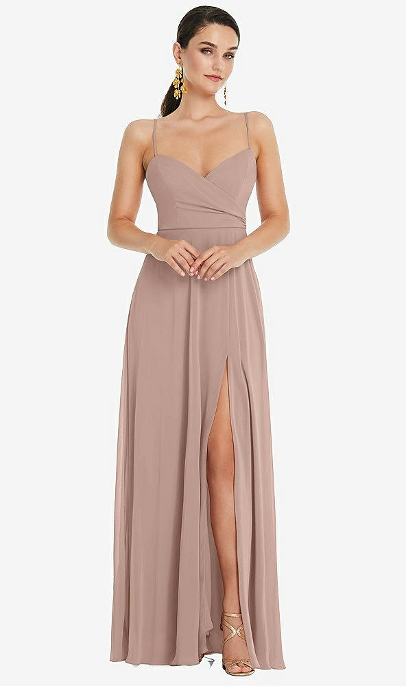 Front View - Neu Nude Adjustable Strap Wrap Bodice Maxi Dress with Front Slit 