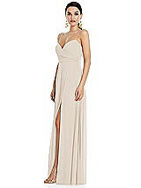 Side View Thumbnail - Oat Adjustable Strap Wrap Bodice Maxi Dress with Front Slit 