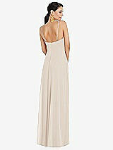 Rear View Thumbnail - Oat Adjustable Strap Wrap Bodice Maxi Dress with Front Slit 