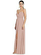 Side View Thumbnail - Toasted Sugar Adjustable Strap Wrap Bodice Maxi Dress with Front Slit 