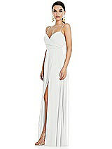 Side View Thumbnail - White Adjustable Strap Wrap Bodice Maxi Dress with Front Slit 