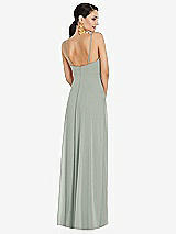 Rear View Thumbnail - Willow Green Adjustable Strap Wrap Bodice Maxi Dress with Front Slit 