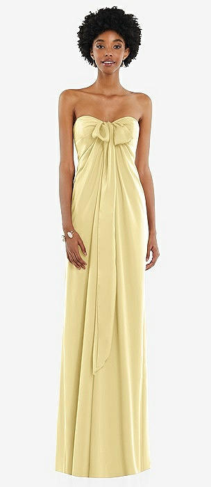 Dessy Pale Yellow Whisper Satin Bridesmaid Dresses