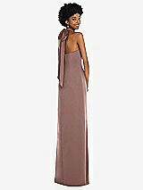 Alt View 1 Thumbnail - Sienna Draped Satin Grecian Column Gown with Convertible Straps