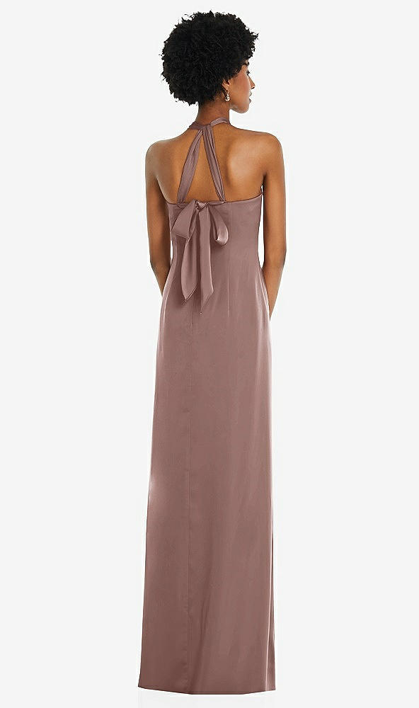 Back View - Sienna Draped Satin Grecian Column Gown with Convertible Straps
