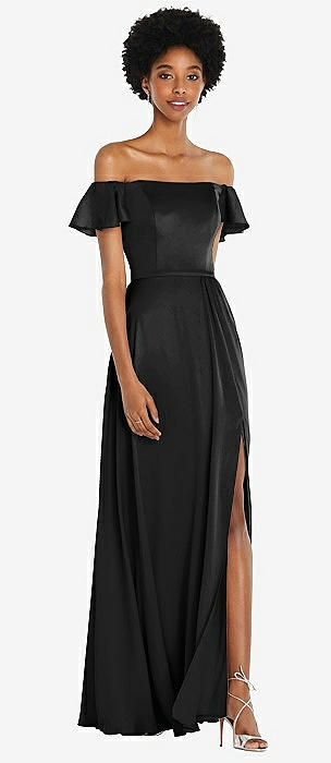 Black bridesmaid dresses 2024 off the shoulder