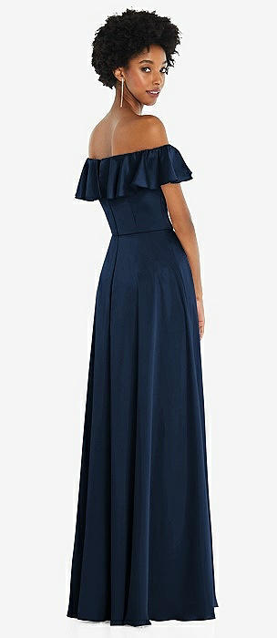 Off the shoulder navy blue online dress