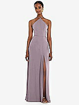 Front View Thumbnail - Lilac Dusk Diamond Halter Maxi Dress with Adjustable Straps