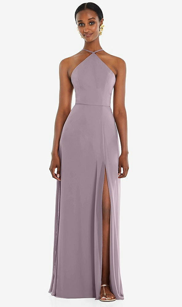 Front View - Lilac Dusk Diamond Halter Maxi Dress with Adjustable Straps