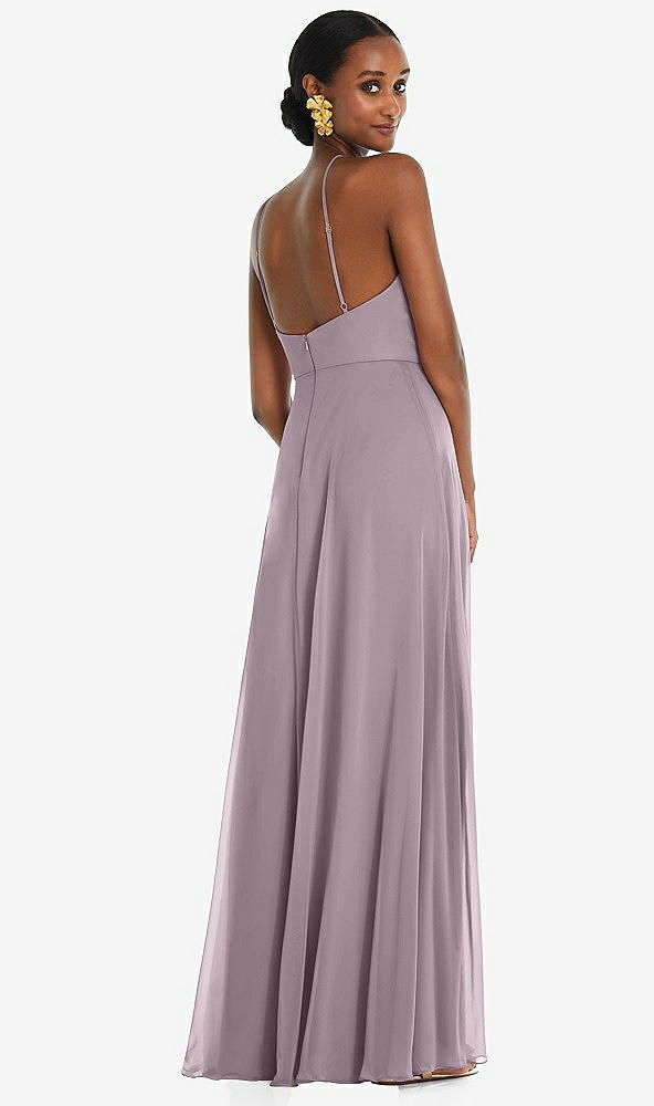 Back View - Lilac Dusk Diamond Halter Maxi Dress with Adjustable Straps