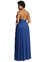 Alt View 3 Thumbnail - Classic Blue Diamond Halter Maxi Dress with Adjustable Straps