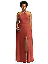 Alt View 1 Thumbnail - Amber Sunset Diamond Halter Maxi Dress with Adjustable Straps