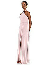 Side View Thumbnail - Ballet Pink Diamond Halter Maxi Dress with Adjustable Straps