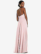 Rear View Thumbnail - Ballet Pink Diamond Halter Maxi Dress with Adjustable Straps