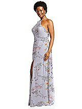 Alt View 2 Thumbnail - Butterfly Botanica Silver Dove Diamond Halter Maxi Dress with Adjustable Straps