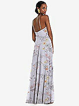 Rear View Thumbnail - Butterfly Botanica Silver Dove Diamond Halter Maxi Dress with Adjustable Straps
