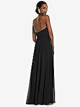 Rear View Thumbnail - Black Diamond Halter Maxi Dress with Adjustable Straps