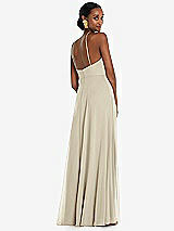Rear View Thumbnail - Champagne Diamond Halter Maxi Dress with Adjustable Straps