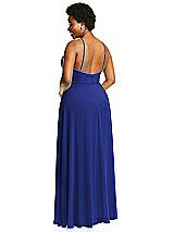 Alt View 3 Thumbnail - Cobalt Blue Diamond Halter Maxi Dress with Adjustable Straps