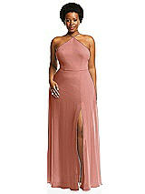 Alt View 1 Thumbnail - Desert Rose Diamond Halter Maxi Dress with Adjustable Straps