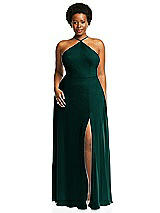 Alt View 1 Thumbnail - Evergreen Diamond Halter Maxi Dress with Adjustable Straps