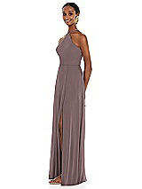 Side View Thumbnail - French Truffle Diamond Halter Maxi Dress with Adjustable Straps