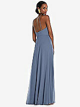 Rear View Thumbnail - Larkspur Blue Diamond Halter Maxi Dress with Adjustable Straps