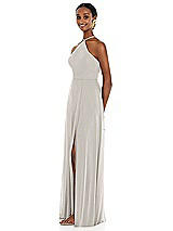Side View Thumbnail - Oyster Diamond Halter Maxi Dress with Adjustable Straps