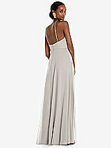 Rear View Thumbnail - Oyster Diamond Halter Maxi Dress with Adjustable Straps