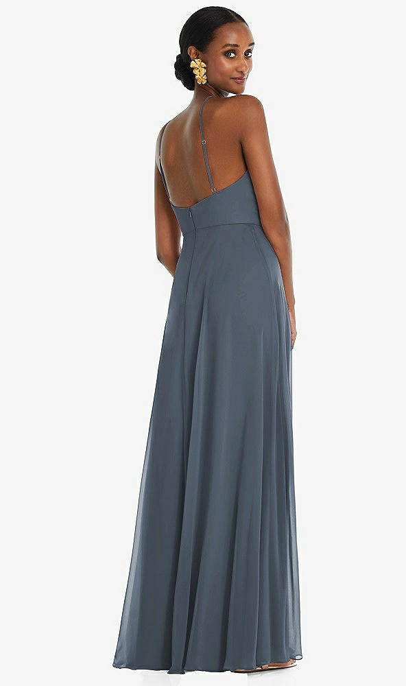 Back View - Silverstone Diamond Halter Maxi Dress with Adjustable Straps