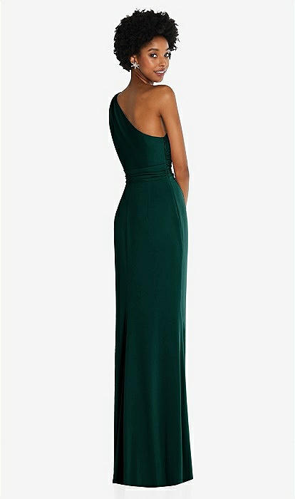 Green one discount shoulder maxi dress