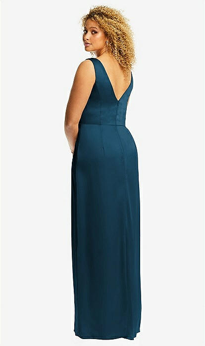 Faux Wrap Whisper Satin Maxi Bridesmaid Dress With Draped Tulip