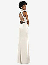 Front View Thumbnail - Ivory High Neck Backless Maxi Dress with Slim Belt