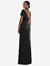Rear View Thumbnail - Black Twist Cuff One-Shoulder Princess Line Trumpet Gown