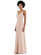 Side View Thumbnail - Cameo Faux Wrap Criss Cross Back Maxi Dress with Adjustable Straps