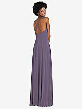 Rear View Thumbnail - Lavender Faux Wrap Criss Cross Back Maxi Dress with Adjustable Straps