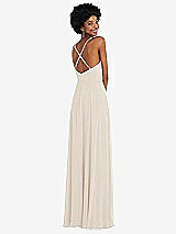 Rear View Thumbnail - Oat Faux Wrap Criss Cross Back Maxi Dress with Adjustable Straps