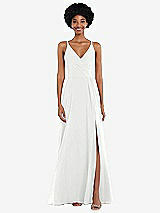 Front View Thumbnail - White Faux Wrap Criss Cross Back Maxi Dress with Adjustable Straps