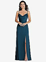 Front View Thumbnail - Atlantic Blue Cowl-Neck A-Line Maxi Dress with Adjustable Straps