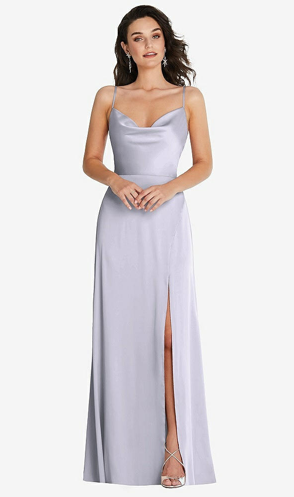 Front View - Silver Dove Cowl-Neck A-Line Maxi Dress with Adjustable Straps