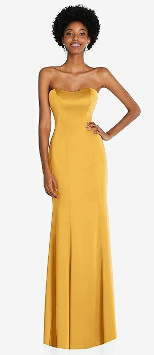 Mustard yellow strapless store dress