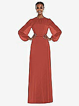 Alt View 1 Thumbnail - Amber Sunset Strapless Chiffon Maxi Dress with Puff Sleeve Blouson Overlay 