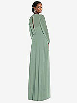 Rear View Thumbnail - Seagrass Strapless Chiffon Maxi Dress with Puff Sleeve Blouson Overlay 