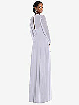 Rear View Thumbnail - Silver Dove Strapless Chiffon Maxi Dress with Puff Sleeve Blouson Overlay 