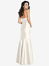 Rear View Thumbnail - Ivory Bow Cuff Strapless Princess Waist Trumpet Gown
