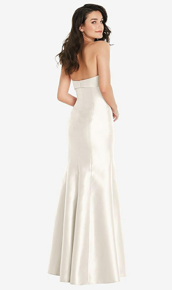 Back View - Ivory Bow Cuff Strapless Princess Waist Trumpet Gown